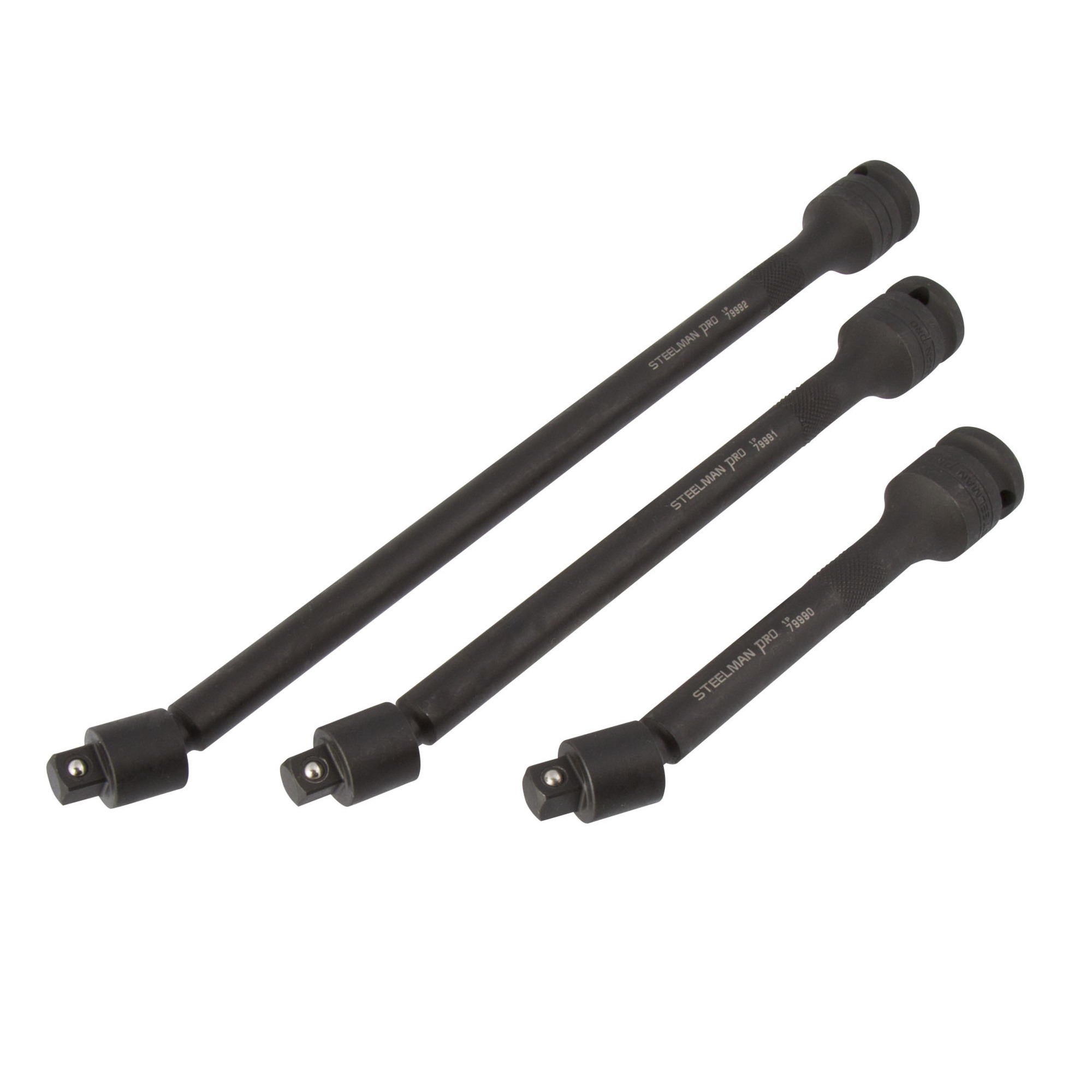 STEELMAN 1/2-Inch Drive, 3/8-Inch Pinless Swivel Impact Extension 3-Piece Set; 6-Inch, 9-Inch, 12-Inch, Model# 79989